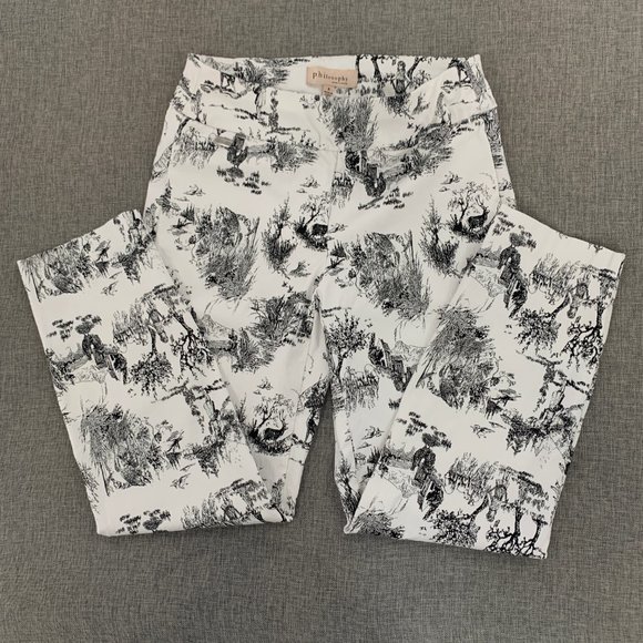 Philosophy Republic Clothing Pants Farm Animal Country Print Small off White Mid - Picture 4 of 16